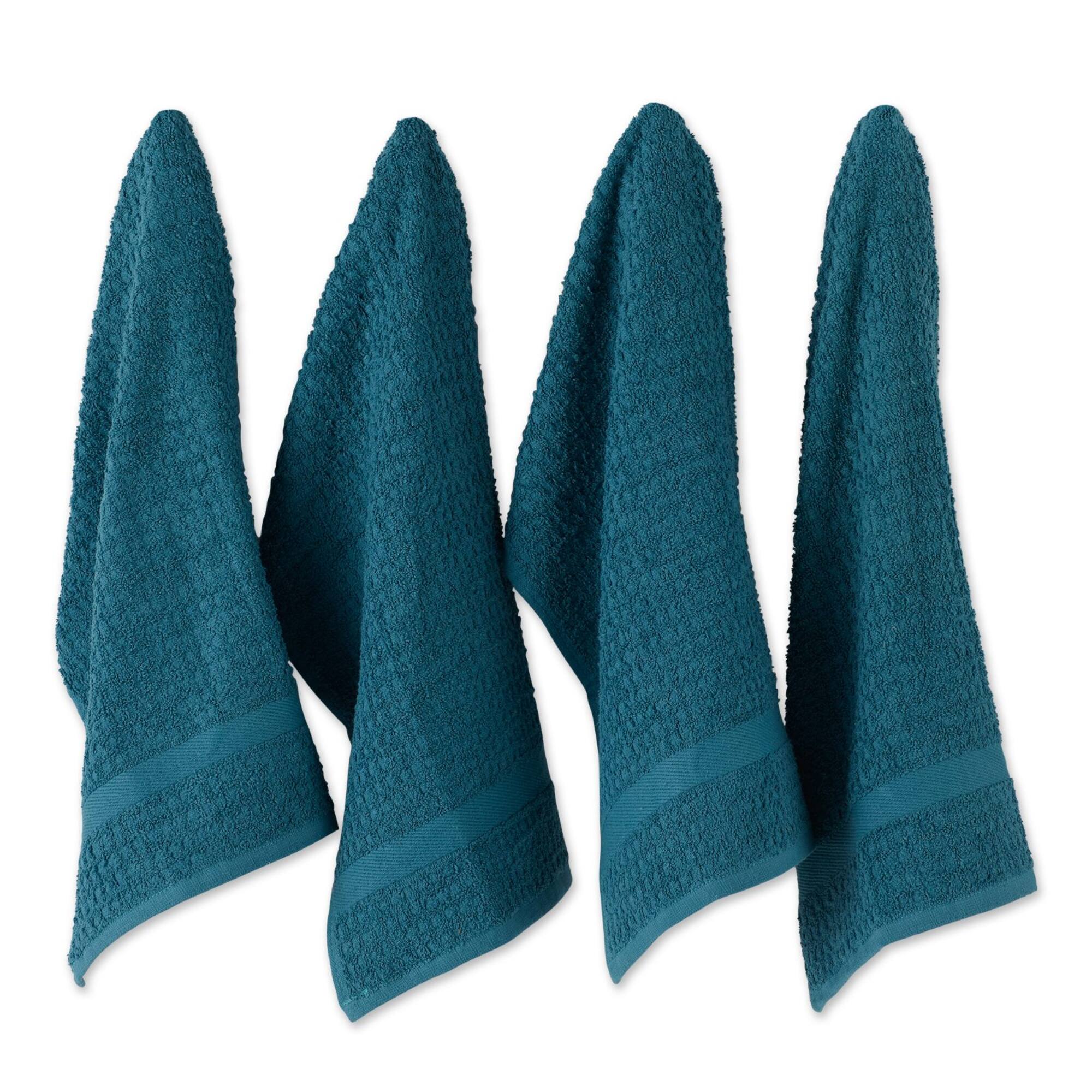 DII® Solid Storm Blue Waffle Terry Dishtowel, 4ct.